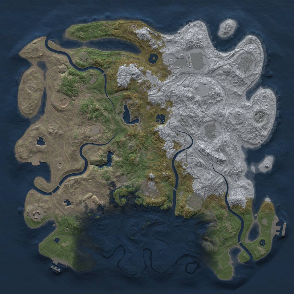 Rust Map: Procedural Map, Size: 4500, Seed: 374199310, 17 Monuments