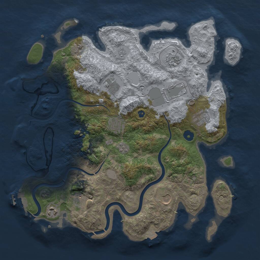 Rust Map: Procedural Map, Size: 3700, Seed: 806129893, 15 Monuments