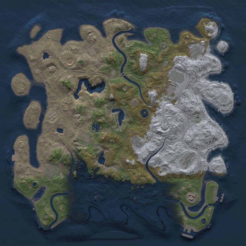 Rust Map: Procedural Map, Size: 4500, Seed: 363306300, 16 Monuments