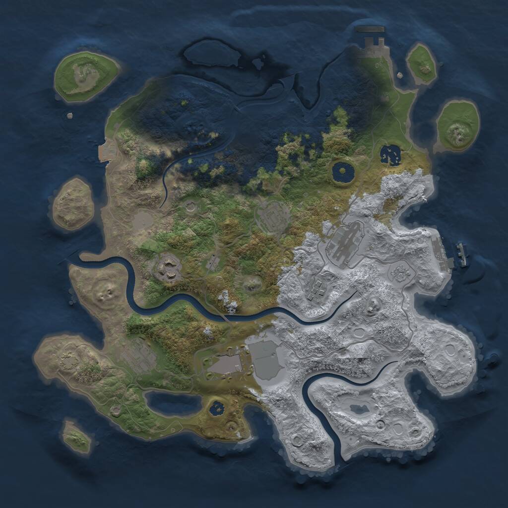 Rust Map: Procedural Map, Size: 3500, Seed: 87421, 13 Monuments