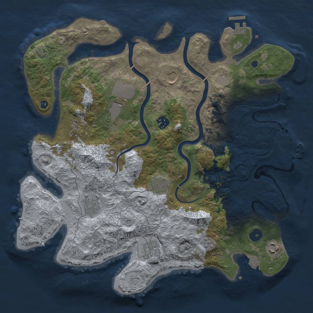Rust Map: Procedural Map, Size: 3800, Seed: 653432, 15 Monuments