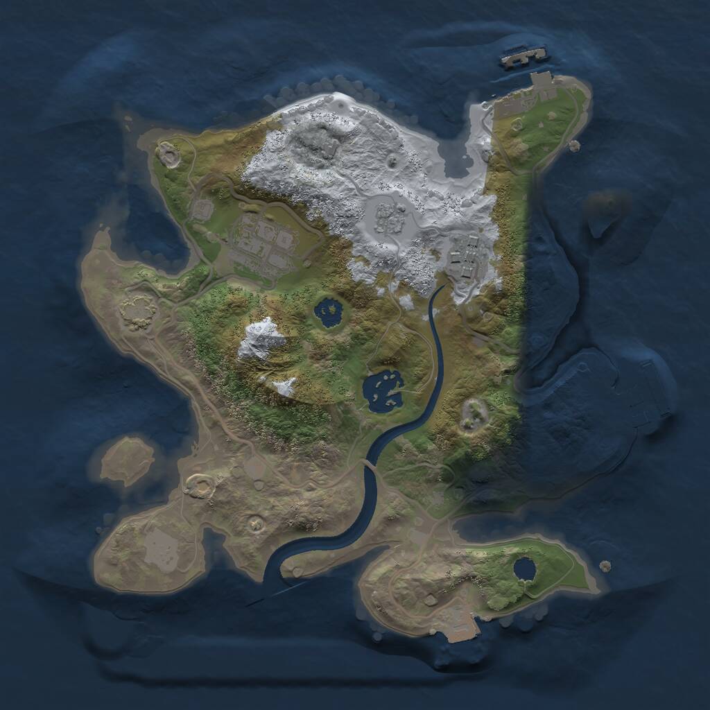 Rust Map: Procedural Map, Size: 2500, Seed: 2001944416, 8 Monuments