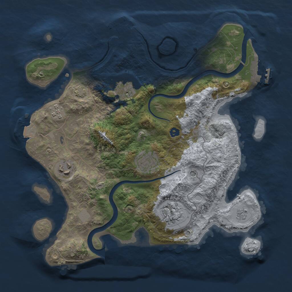Rust Map: Procedural Map, Size: 3000, Seed: 4571, 11 Monuments