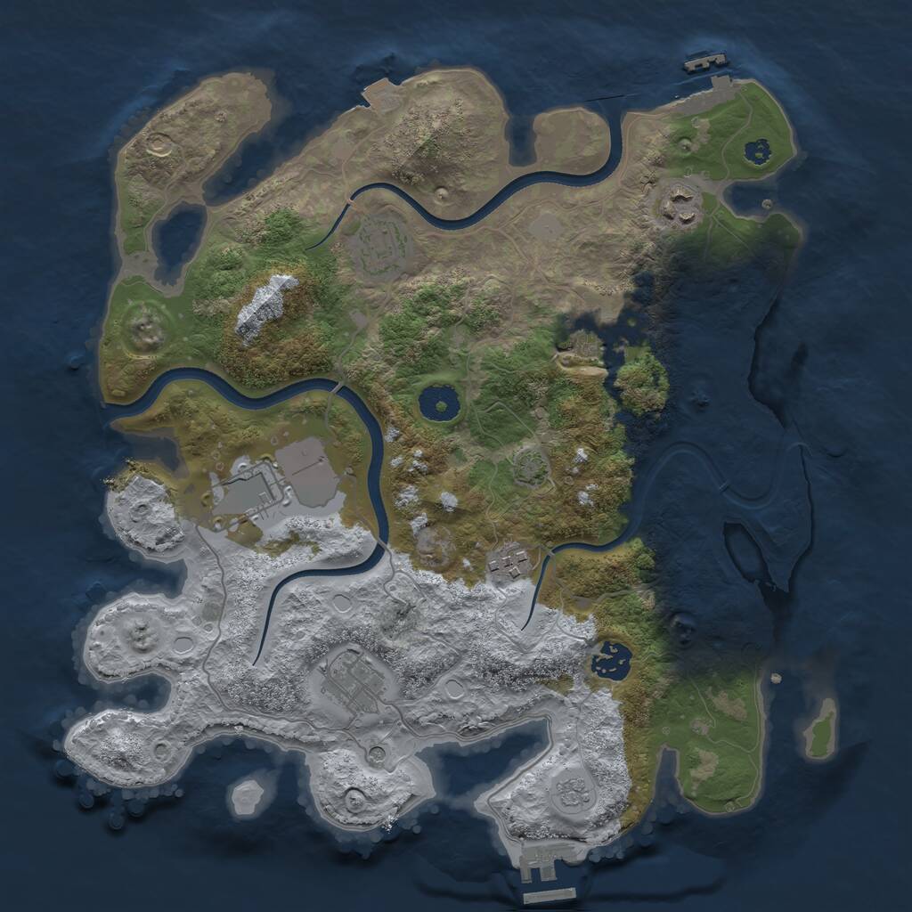 Rust Map: Procedural Map, Size: 3500, Seed: 263225453, 13 Monuments