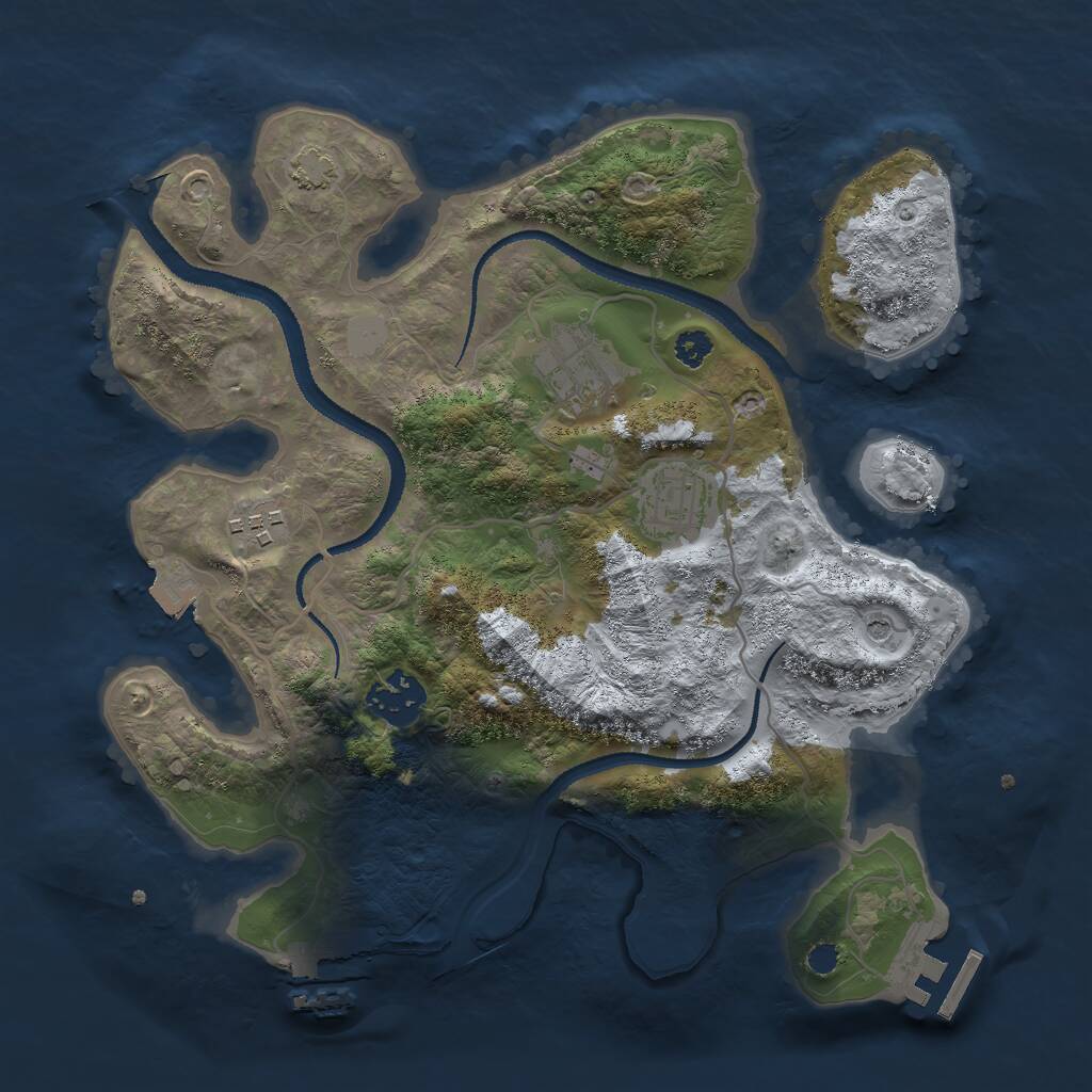 Rust Map: Procedural Map, Size: 3000, Seed: 202315599, 9 Monuments
