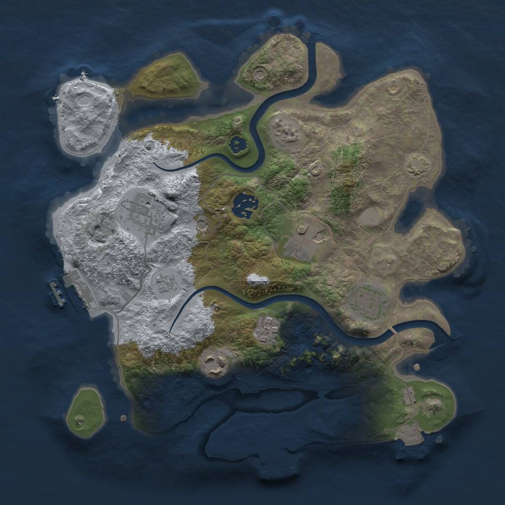 Rust Map: Procedural Map, Size: 3000, Seed: 2132705840, 12 Monuments