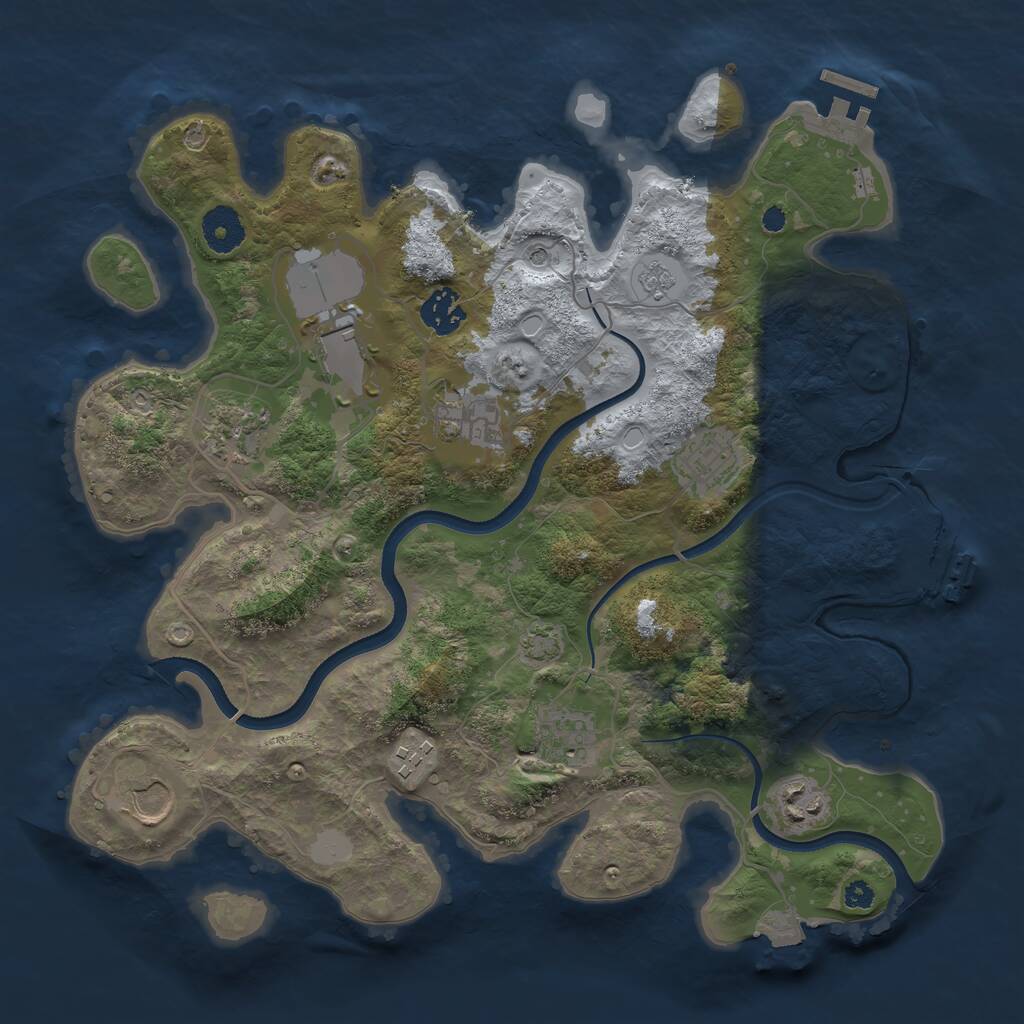 Rust Map: Procedural Map, Size: 3500, Seed: 45191, 15 Monuments