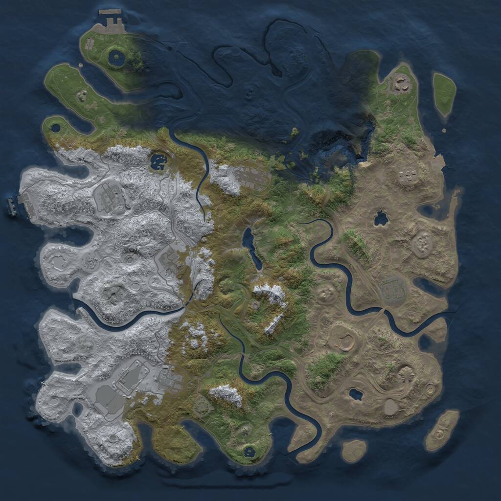 Rust Map: Procedural Map, Size: 4500, Seed: 1892596124, 16 Monuments