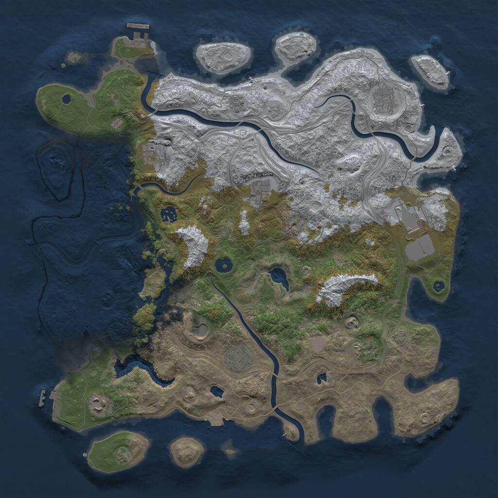 Rust Map: Procedural Map, Size: 4500, Seed: 233180153, 16 Monuments