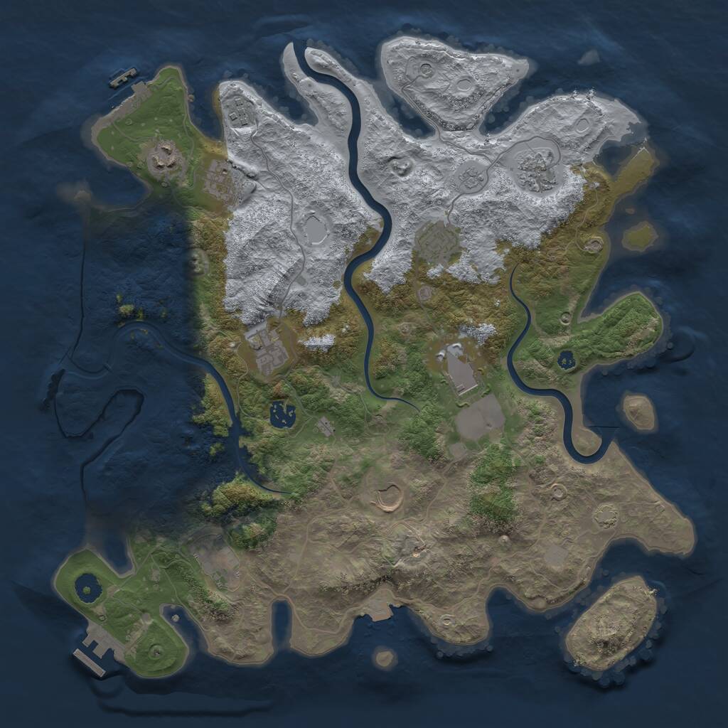 Rust Map: Procedural Map, Size: 3978, Seed: 47561, 16 Monuments