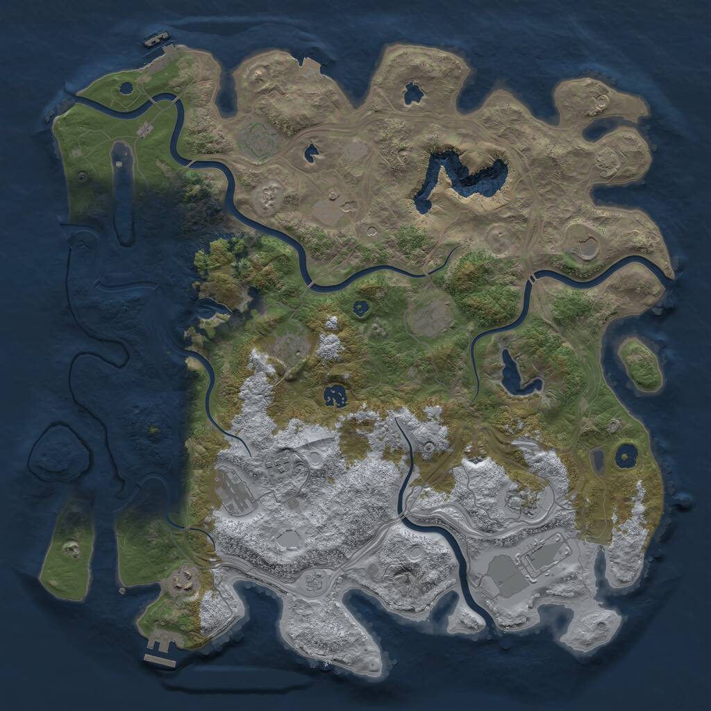 Rust Map: Procedural Map, Size: 4500, Seed: 2115374905, 17 Monuments