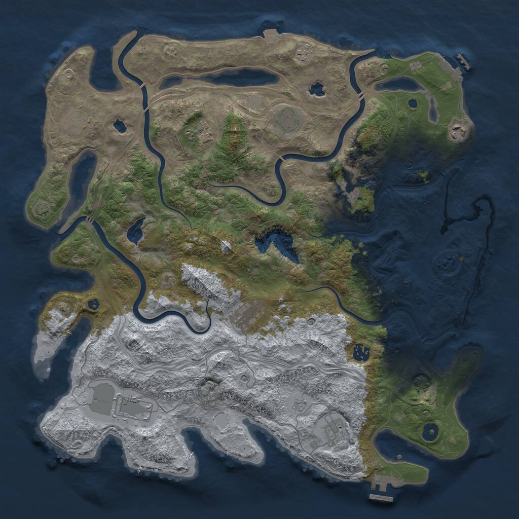 Rust Map: Procedural Map, Size: 4500, Seed: 835079202, 16 Monuments