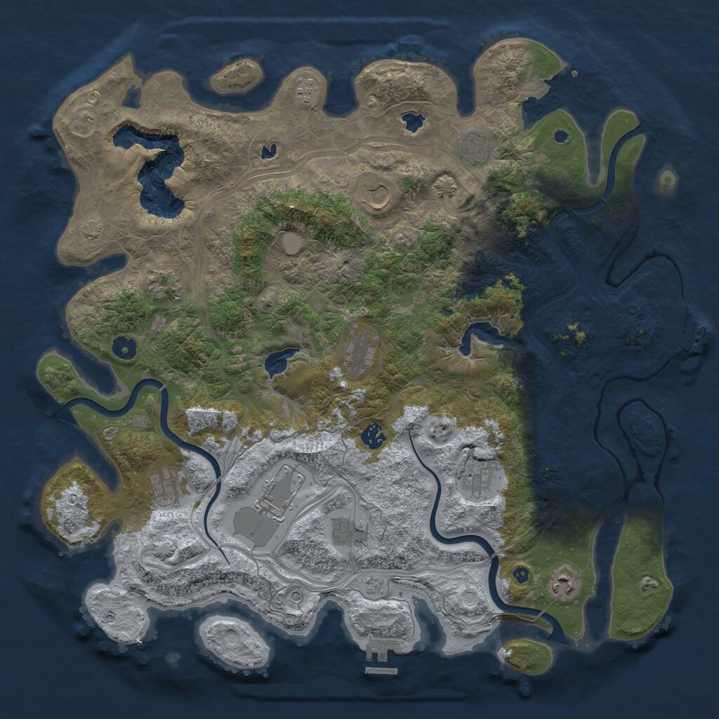 Rust Map: Procedural Map, Size: 4500, Seed: 1943458525, 17 Monuments