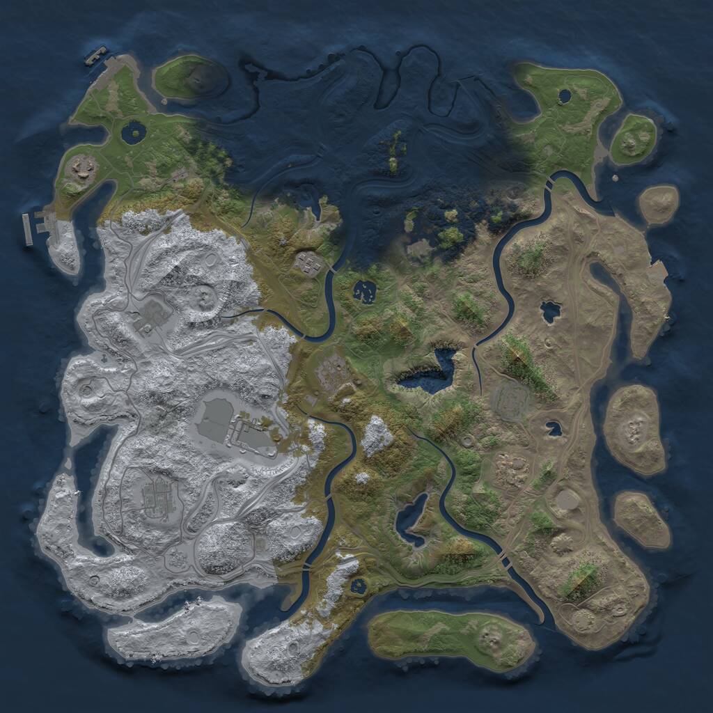 Rust Map: Procedural Map, Size: 4500, Seed: 1190049552, 16 Monuments