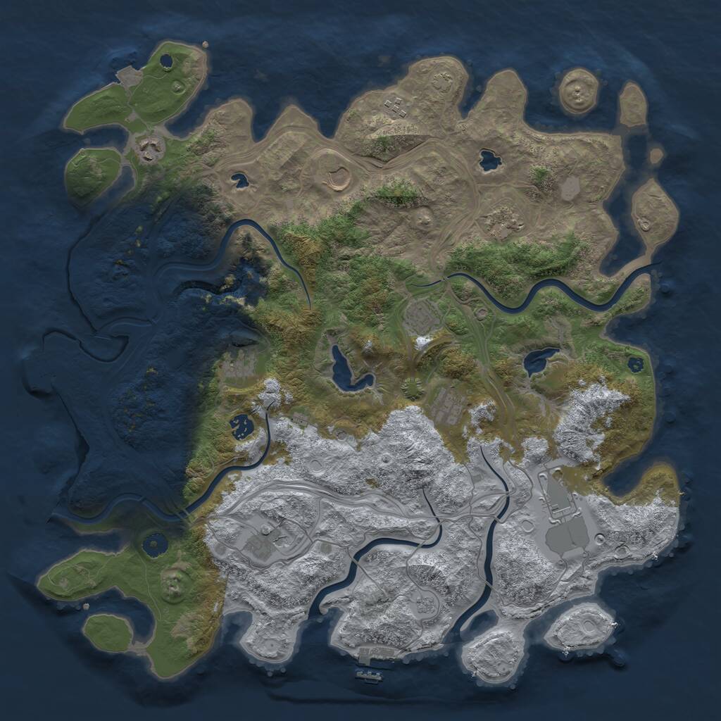 Rust Map: Procedural Map, Size: 4500, Seed: 1334843160, 16 Monuments