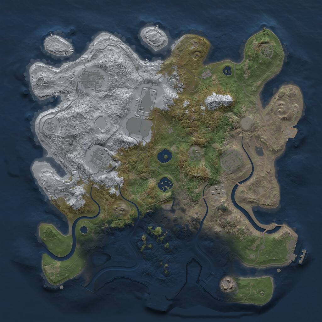 Rust Map: Procedural Map, Size: 3500, Seed: 735830797, 15 Monuments