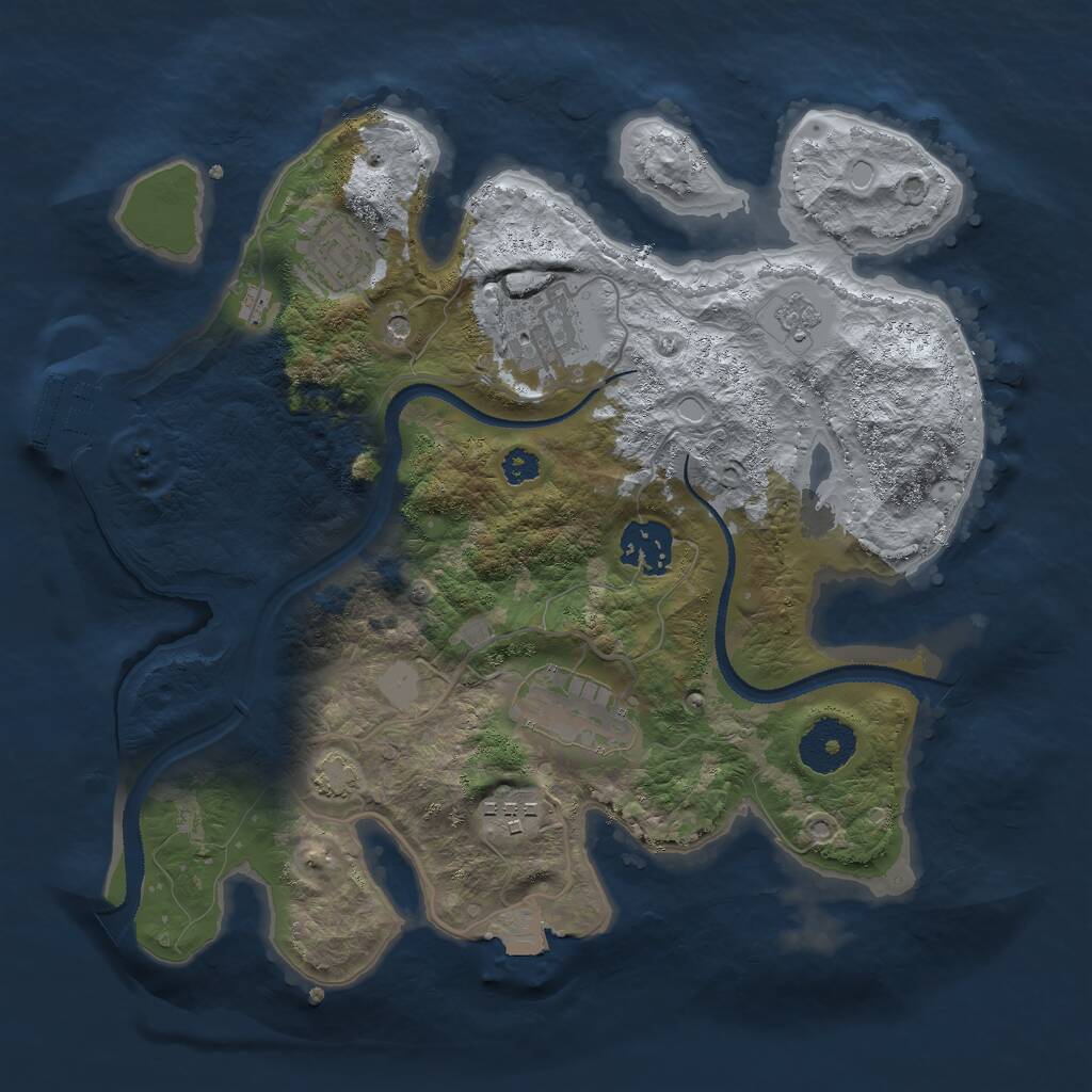 Rust Map: Procedural Map, Size: 3000, Seed: 12877455, 10 Monuments