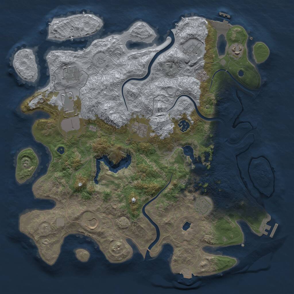 Rust Map: Procedural Map, Size: 4000, Seed: 28875, 15 Monuments