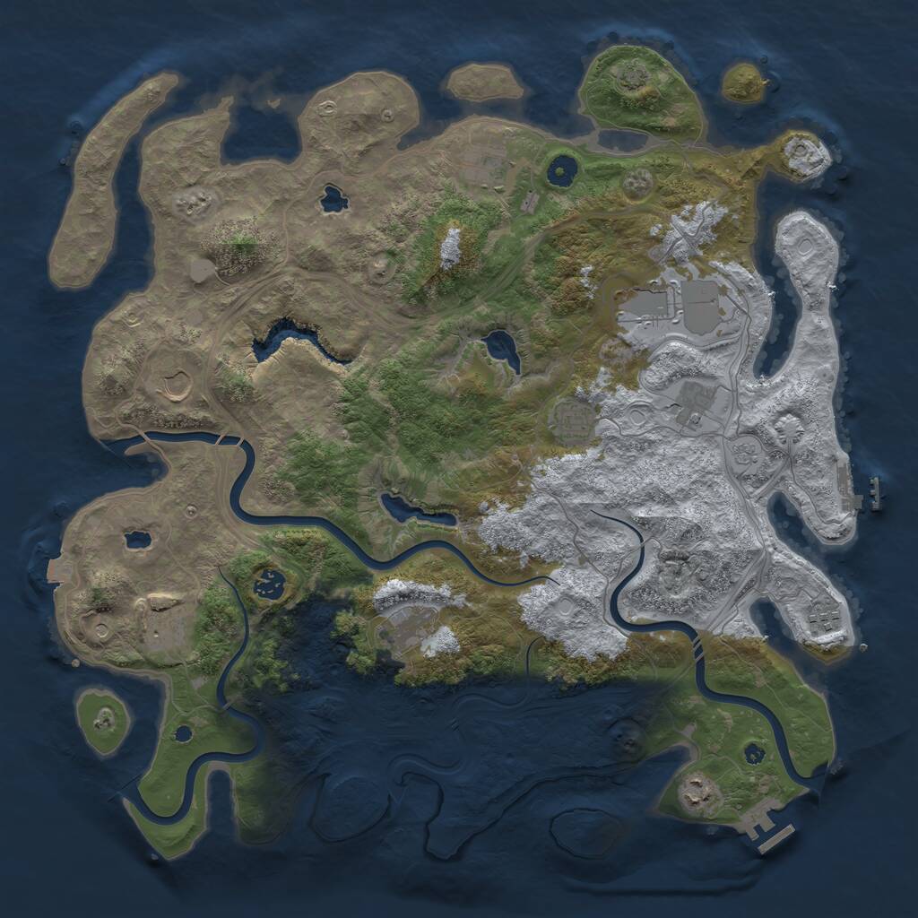 Rust Map: Procedural Map, Size: 4500, Seed: 10444, 16 Monuments