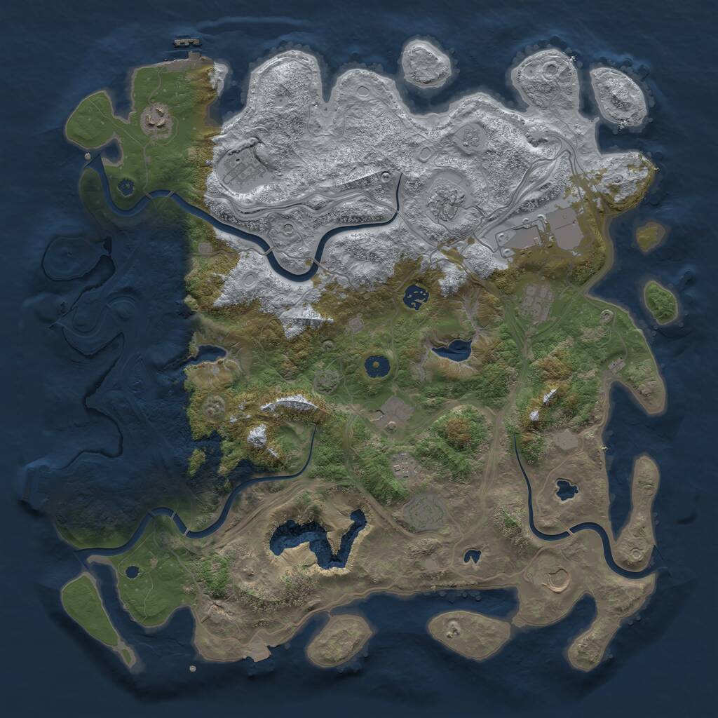 Rust Map: Procedural Map, Size: 4500, Seed: 1833465620, 16 Monuments