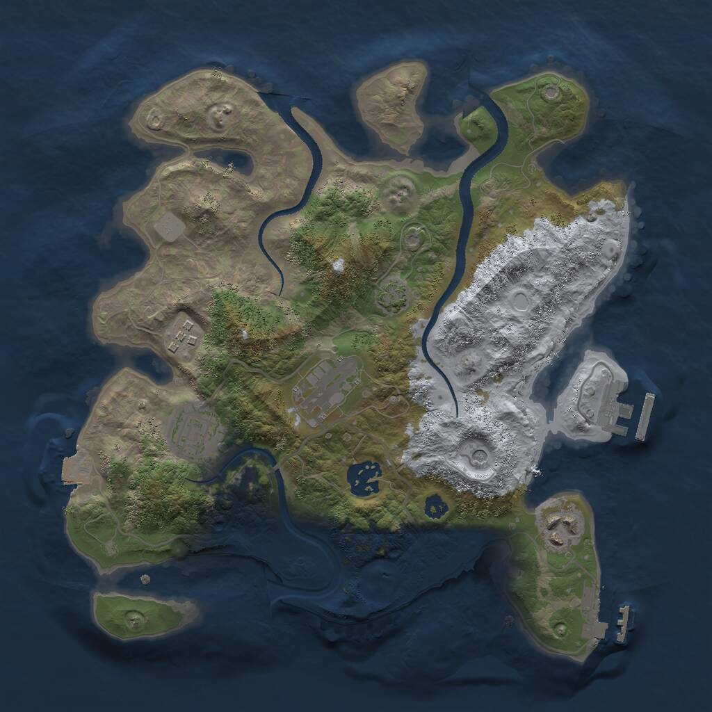 Rust Map: Procedural Map, Size: 3000, Seed: 1980256349, 10 Monuments