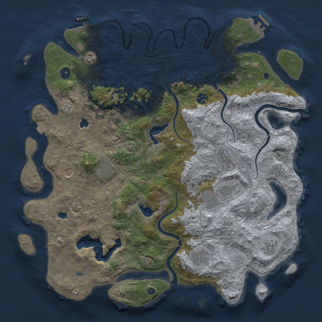 Rust Map: Procedural Map, Size: 4500, Seed: 34160096, 16 Monuments