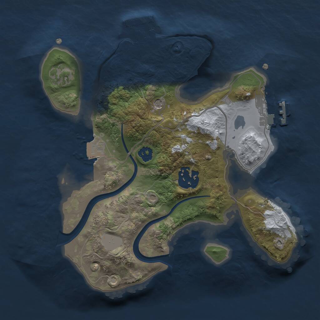 Rust Map: Procedural Map, Size: 2200, Seed: 855404885, 5 Monuments