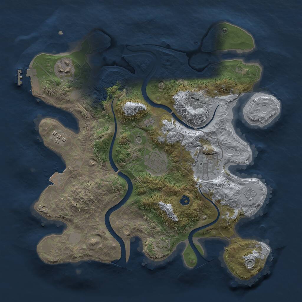 Rust Map: Procedural Map, Size: 3000, Seed: 1626183095, 9 Monuments