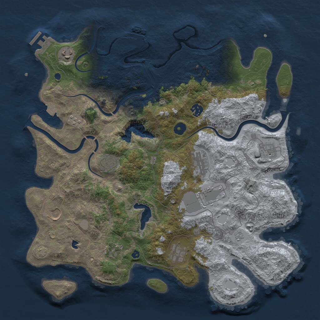 Rust Map: Procedural Map, Size: 4000, Seed: 847003007, 16 Monuments