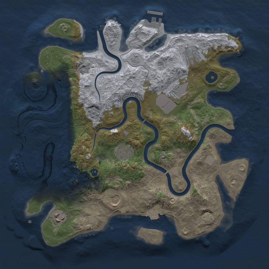 Rust Map: Procedural Map, Size: 3500, Seed: 580862730, 12 Monuments