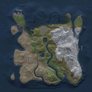 Thumbnail Rust Map: Procedural Map, Size: 3000, Seed: 1274548814, 11 Monuments