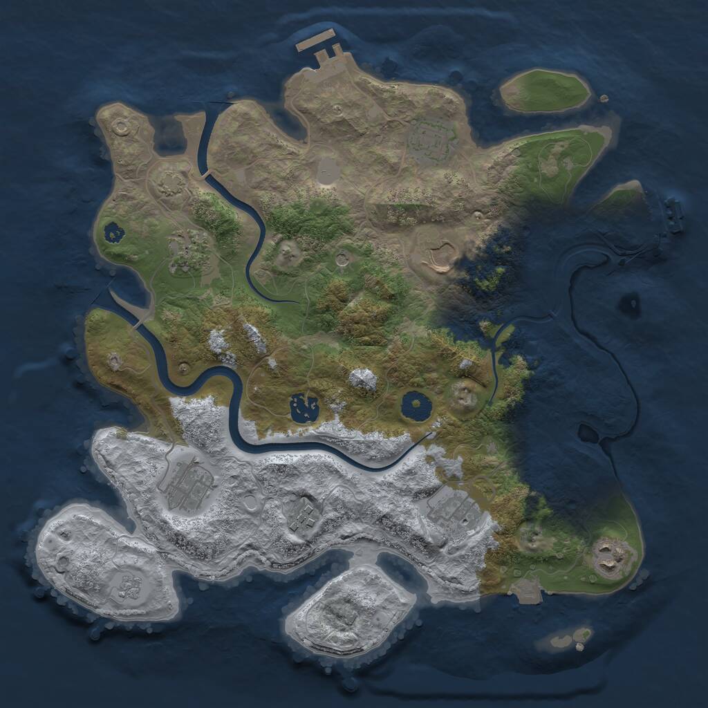Rust Map: Procedural Map, Size: 3500, Seed: 69106329, 14 Monuments