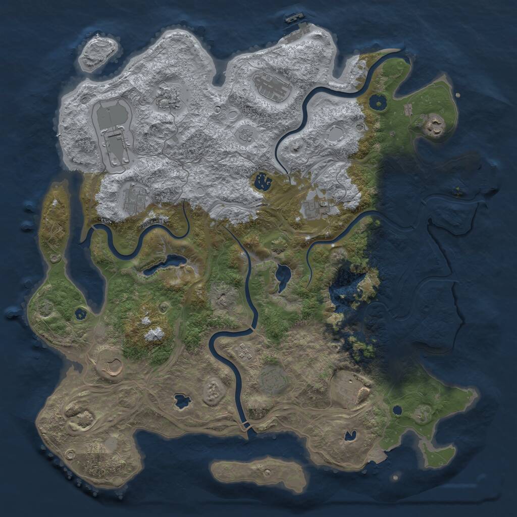 Rust Map: Procedural Map, Size: 4500, Seed: 1849304322, 17 Monuments