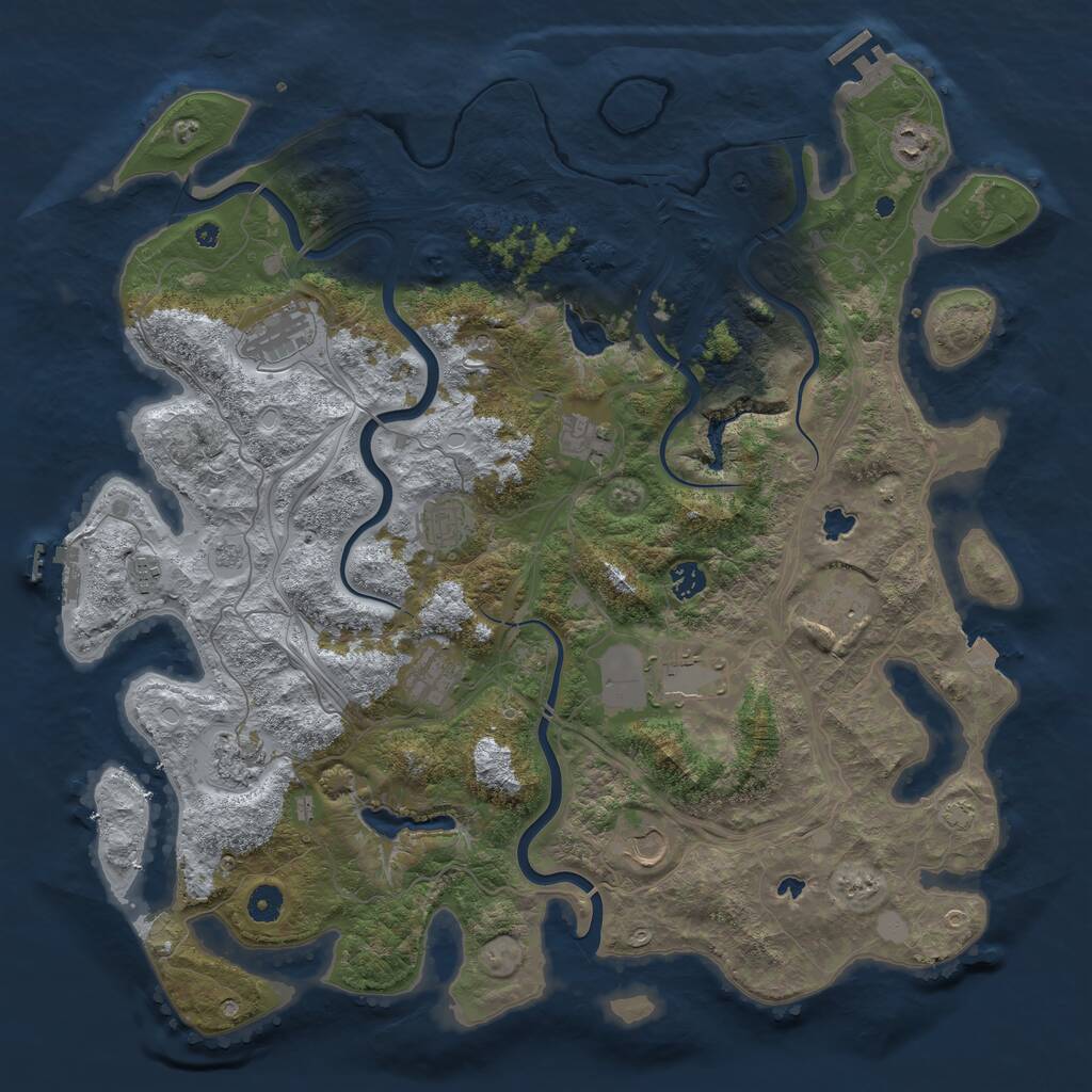 Rust Map: Procedural Map, Size: 4500, Seed: 155423623, 17 Monuments