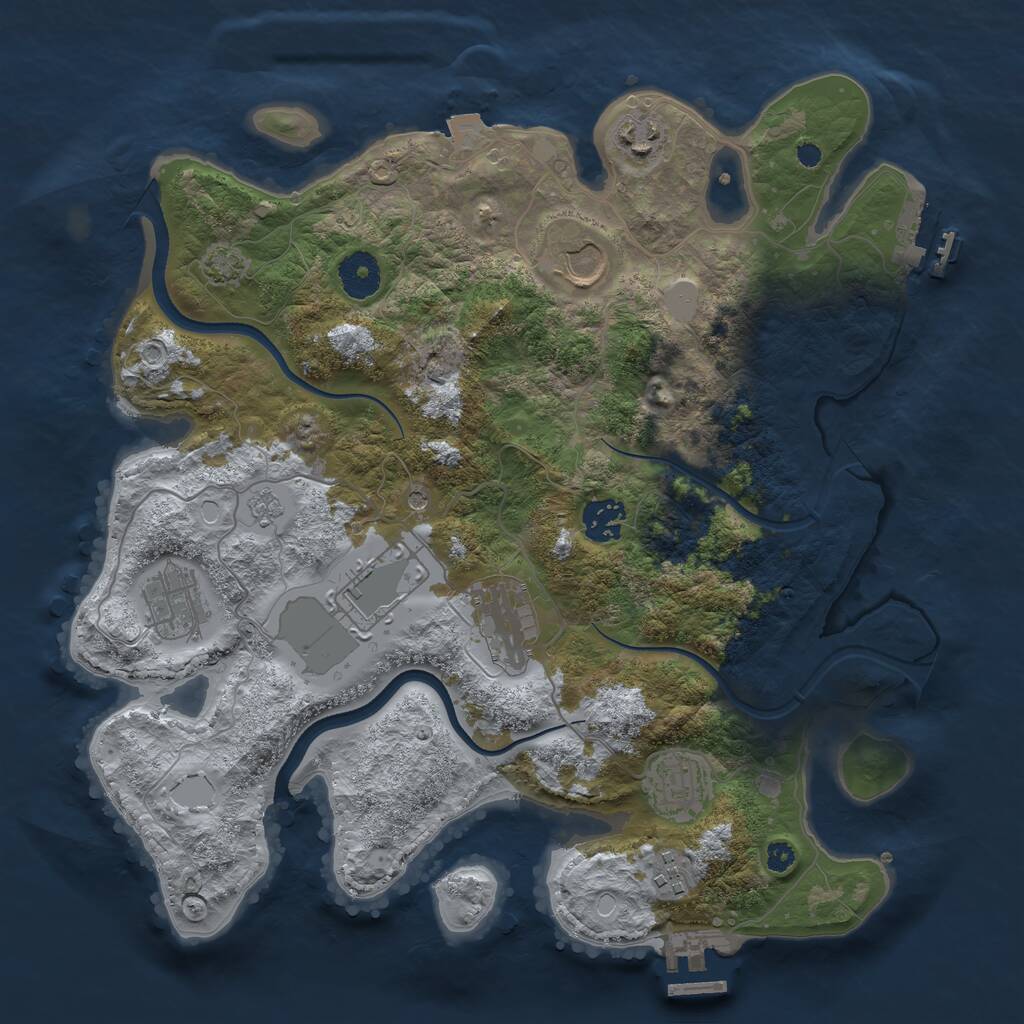 Rust Map: Procedural Map, Size: 3500, Seed: 332407649, 14 Monuments