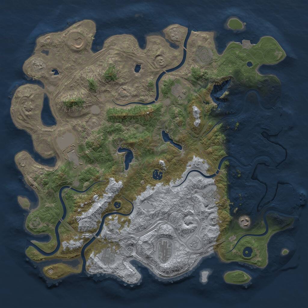 Rust Map: Procedural Map, Size: 4500, Seed: 1712531978, 16 Monuments