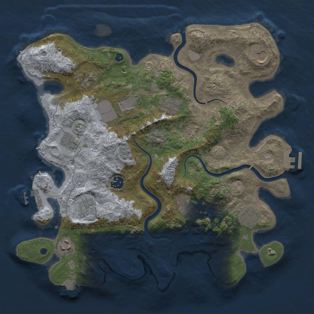 Rust Map: Procedural Map, Size: 3750, Seed: 181382151, 17 Monuments