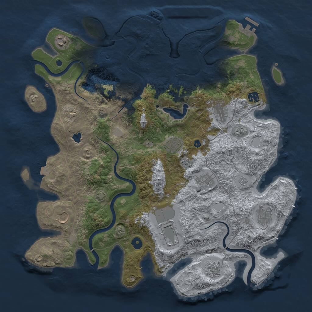 Rust Map: Procedural Map, Size: 4215, Seed: 49521, 16 Monuments