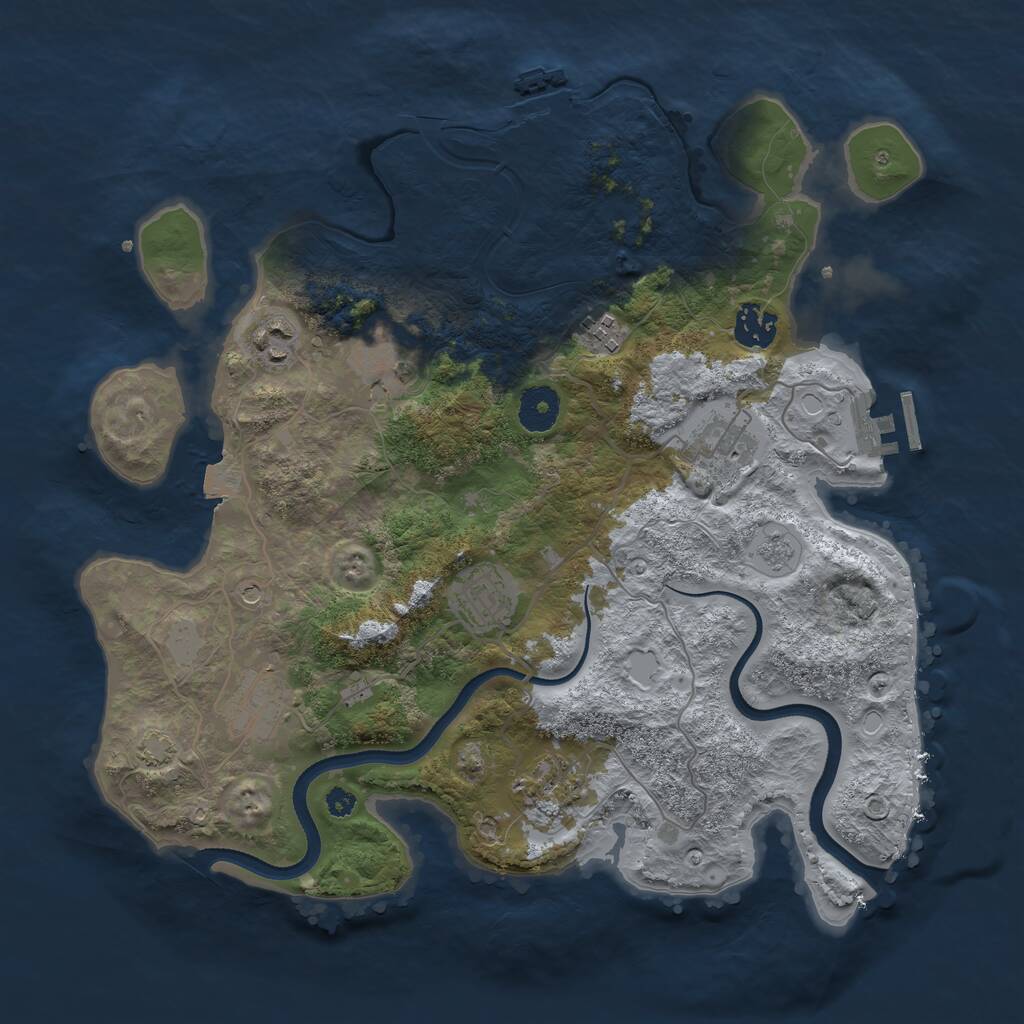 Rust Map: Procedural Map, Size: 3500, Seed: 1970126434, 14 Monuments