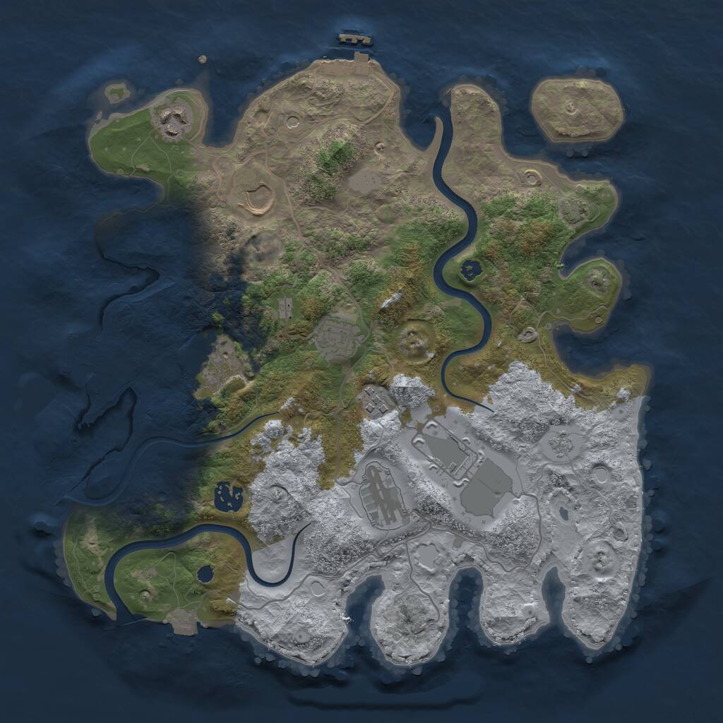Rust Map: Procedural Map, Size: 3550, Seed: 109755643, 14 Monuments