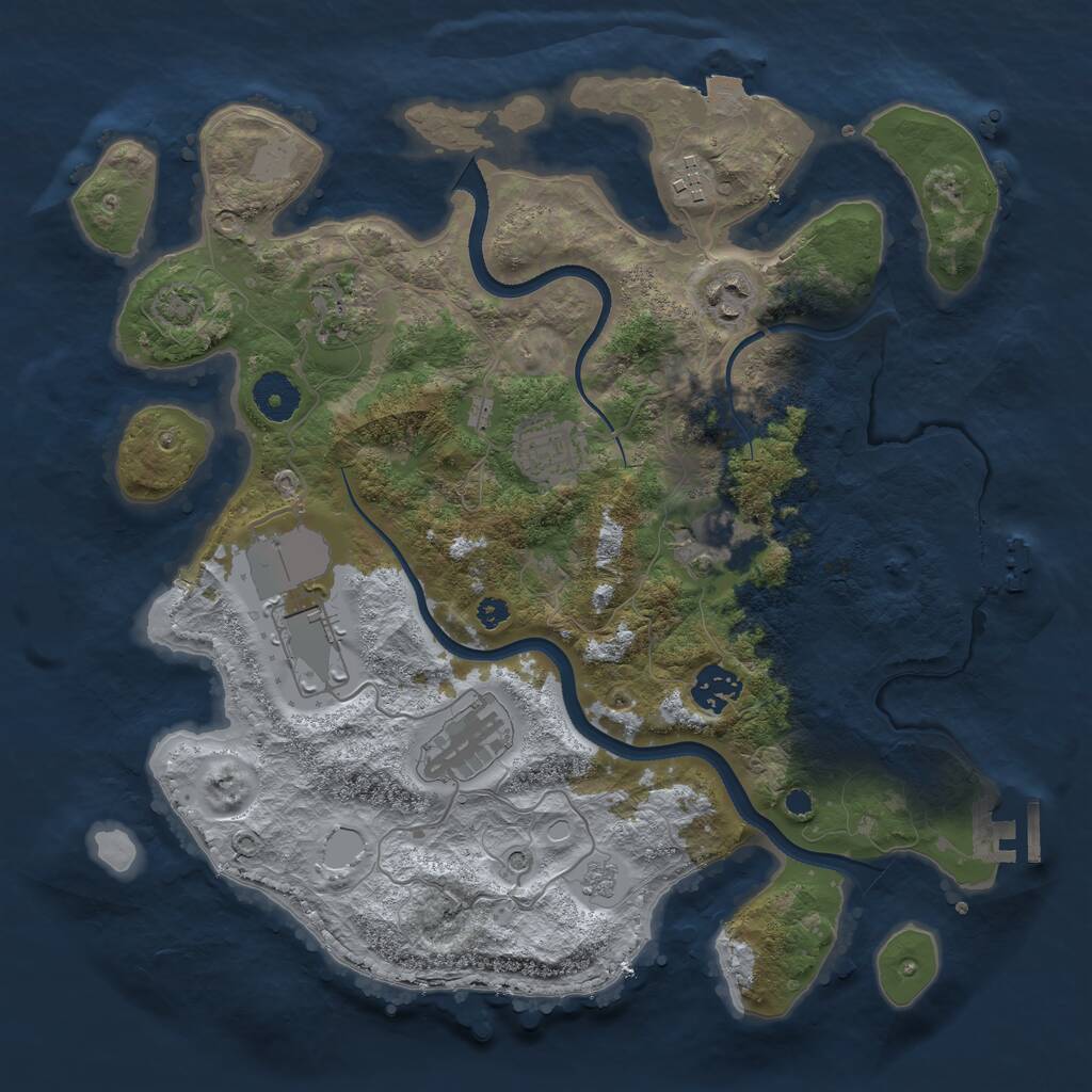 Rust Map: Procedural Map, Size: 3500, Seed: 1282803839, 14 Monuments