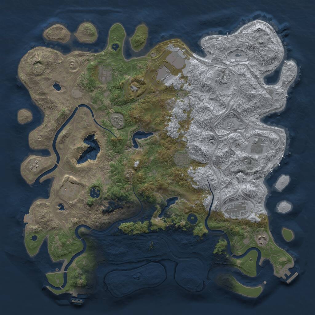 Rust Map: Procedural Map, Size: 4500, Seed: 890809, 16 Monuments