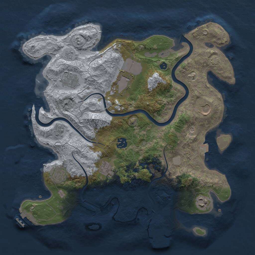 Rust Map: Procedural Map, Size: 3500, Seed: 1994901793, 14 Monuments