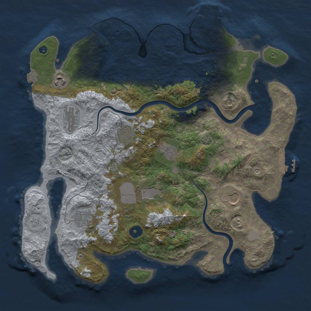 Rust Map: Procedural Map, Size: 3750, Seed: 8825, 14 Monuments