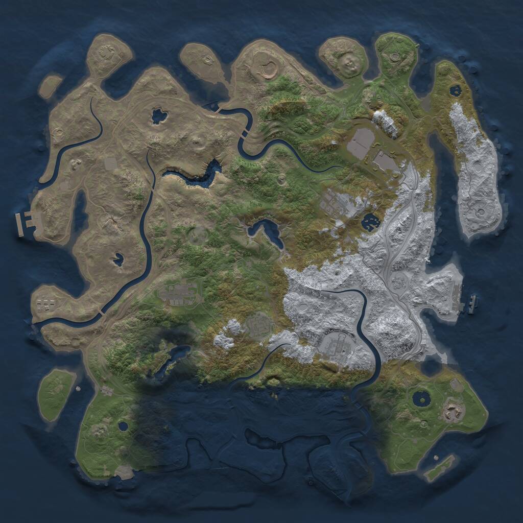 Rust Map: Procedural Map, Size: 4500, Seed: 1446168013, 15 Monuments