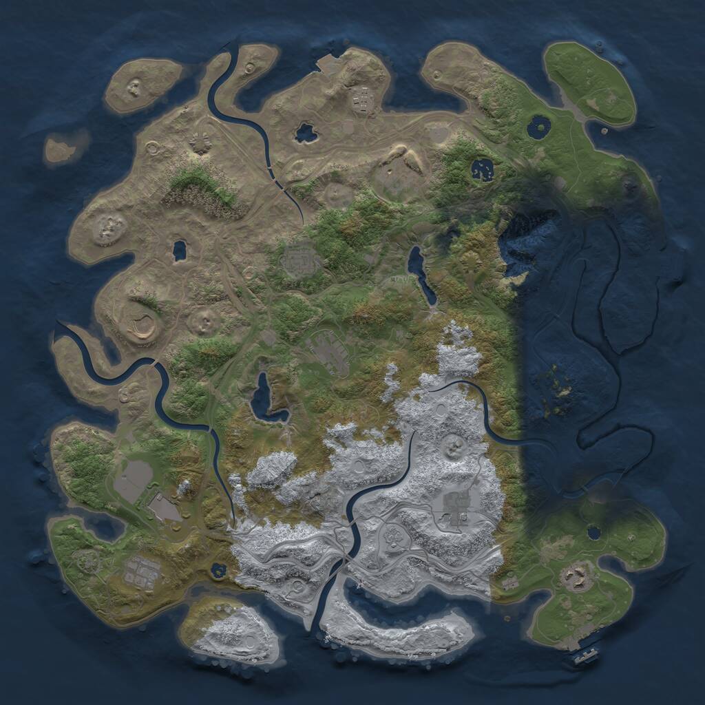 Rust Map: Procedural Map, Size: 4500, Seed: 606330920, 16 Monuments
