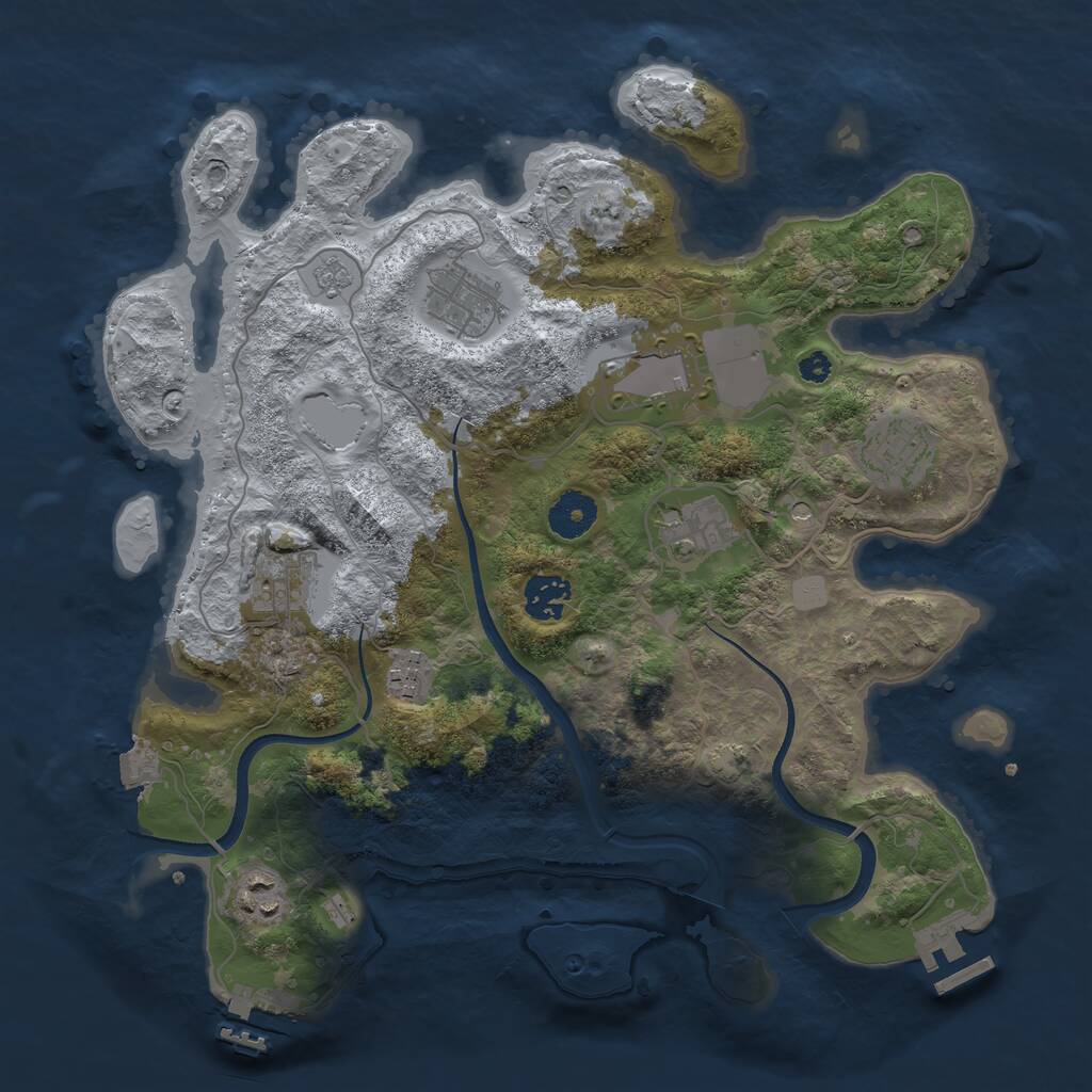 Rust Map: Procedural Map, Size: 3500, Seed: 1937813691, 14 Monuments