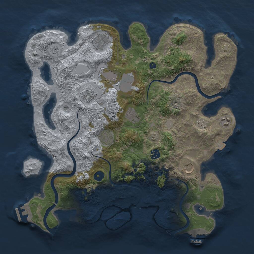 Rust Map: Procedural Map, Size: 3750, Seed: 458721, 15 Monuments