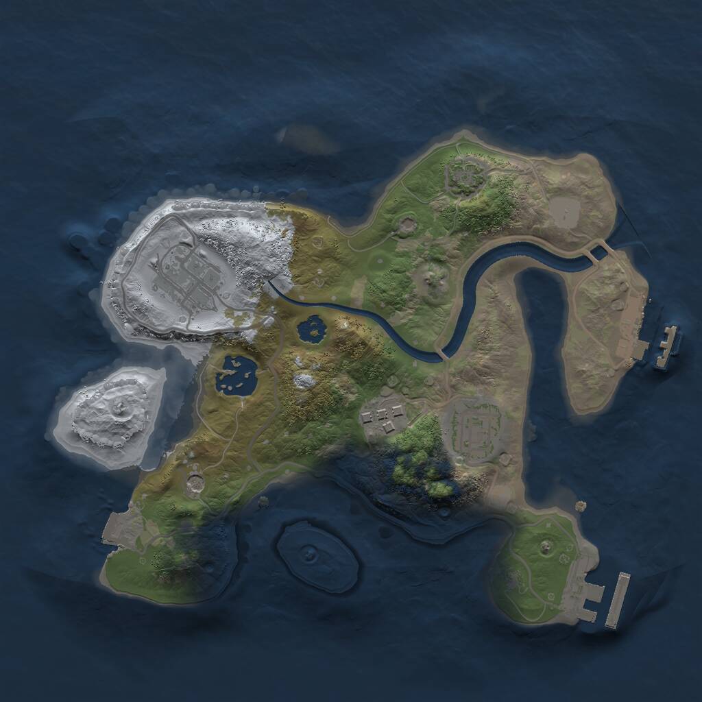 Rust Map: Procedural Map, Size: 2500, Seed: 13894688, 9 Monuments