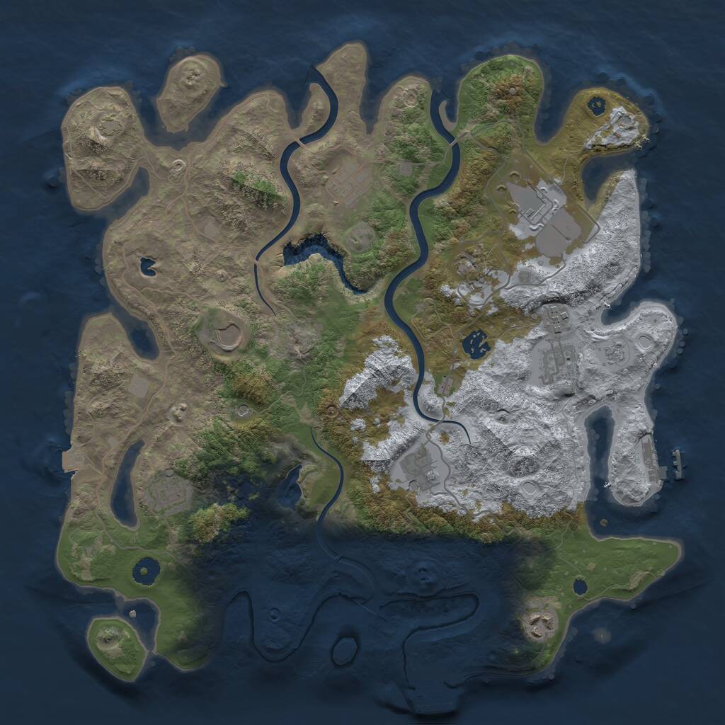 Rust Map: Procedural Map, Size: 4000, Seed: 253972308, 16 Monuments